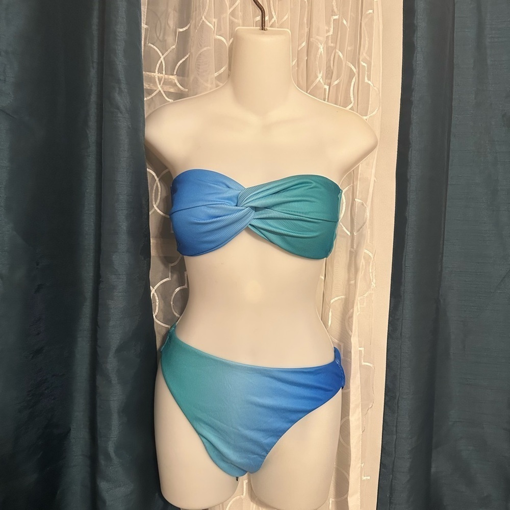 Zaful Blue and Green Bikini Swimwear
